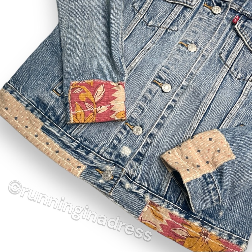 Levi's Sample Patchwork Denim Trucker Jacket In B… - image 10